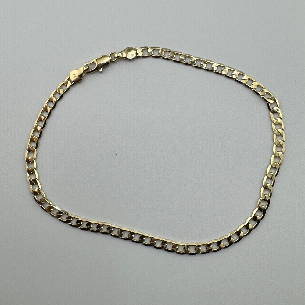 XP Gold Tone Curb Link Chain Ankle 10.5 Inch Flat Cuban Link Jewelry